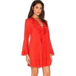 IRO Florine Front Tie Raw Hem Top Boho Feminine Party Event Ruffle Modern